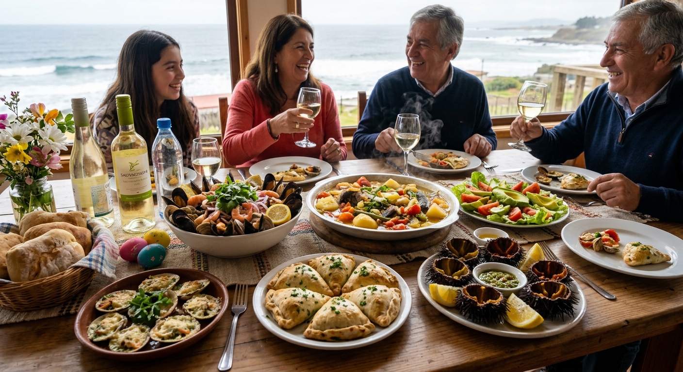 Gastronomía de Semana Santa en Chile con pescados y mariscos